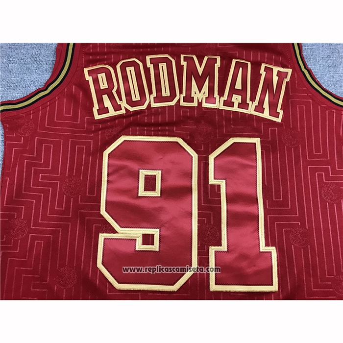 Camiseta Chicago Bulls Dennis Rodman #91 Retro 2020 Chinese New Year Rojo